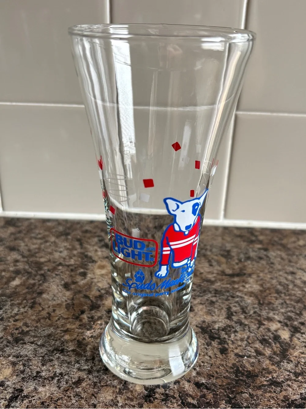 Vintage 1987 Bud Light Spuds MacKenzie Beer Party Animal Glasses - Set of 4